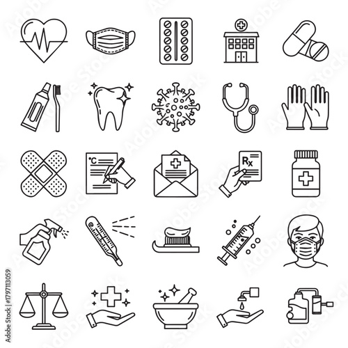 Medical and Healthcare Line Icons Collection