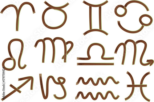 brown color decorative astrology horoscope abstract signs
