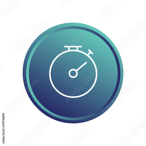 Stopwatch timer icon. Time measurement symbol. Speed control Vector. Blue gradient element.