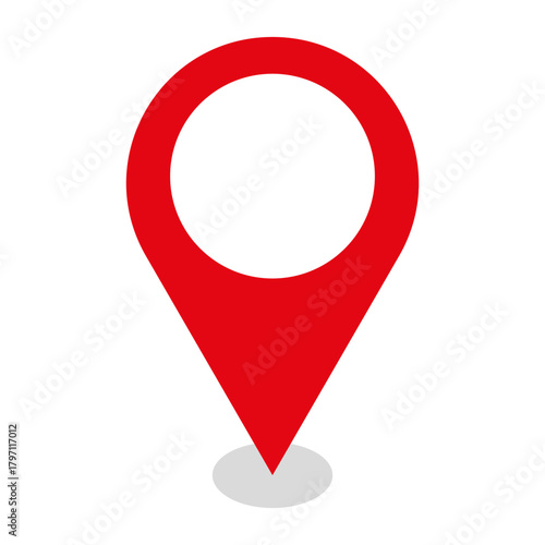 Map pointer icon. Location destination pin. Navigation marker Vector. Red graphic element. White background.