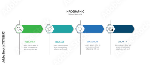 Business infographic design template with 4 options, steps or processes. Can be used for workflow layout, diagram,
