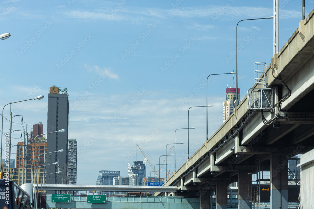 Fototapeta premium City tollway road building transport industry