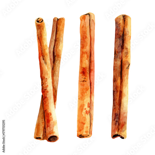 My hand-painted Watercolor illustration, vector illustration set, cinnamon sticks painting illustration isolated on a white background, illustration, AI painting design, eps format