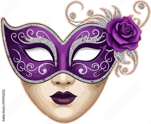 mardi gras mask flat design isolated on white