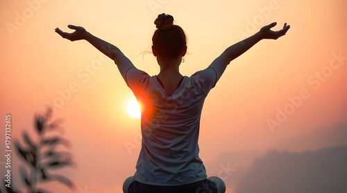 Editorial Photo Capturing a Women Practicing Yoga in the Soft Light of January 1st Early Morning, Symbolizing New Beginnings and Mindfulness.