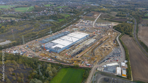 Large new data center construction in Farciennes, Belgium,