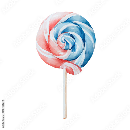 A watercolor peppermint swirl lollipop painting illustration isolated on a white background, sweet illustration, EPS format design