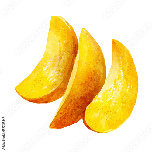 A Watercolor_style_painting_of_mango_slices, simple eps format illustration, Watercolor_style