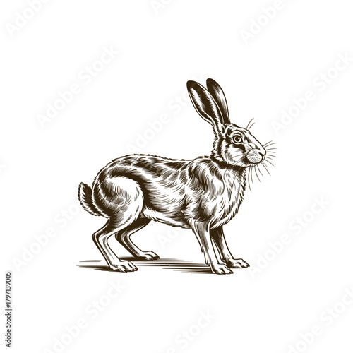 Vintage engraving woodcut hare vector illustration art design