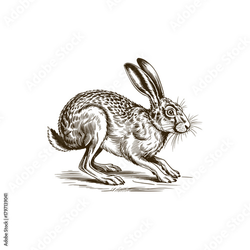 Vintage engraving woodcut hare vector illustration art design
