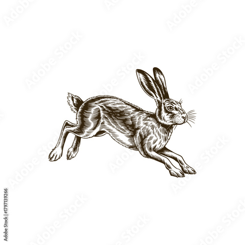 Vintage engraving woodcut hare vector illustration art design