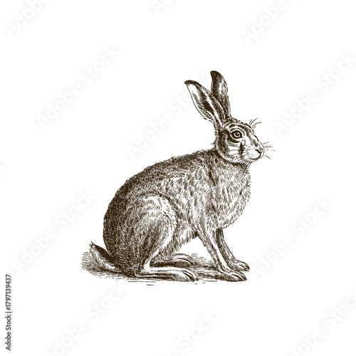 Vintage engraving woodcut hare vector illustration art design