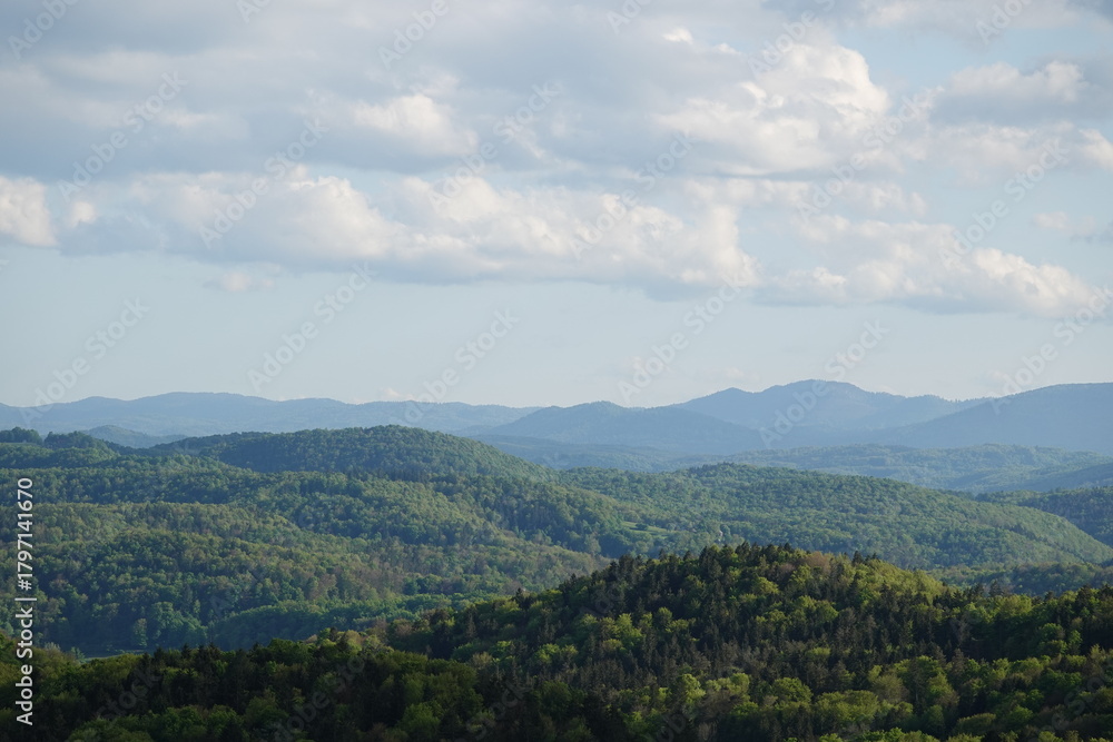 Naklejka premium mountain landscape with clouds