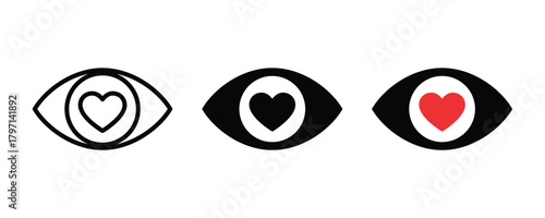 Eye love icon graphic design. Human eye ball. View love glyph flat vector icon