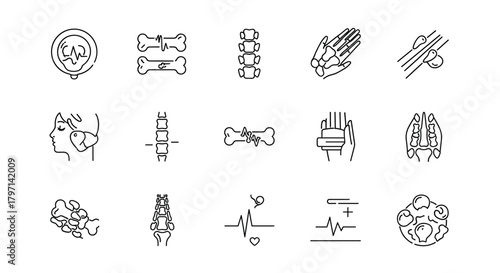 Collection of medical and healthcare icons a comprehensive set of line art illustrations for medical professionals