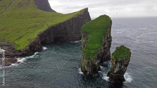 View of Drangarnir cliff during early morning hike