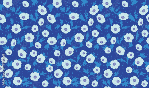 Horizontally And Vertically Repeatable Vector Seamless Floral Pattern Illustration.