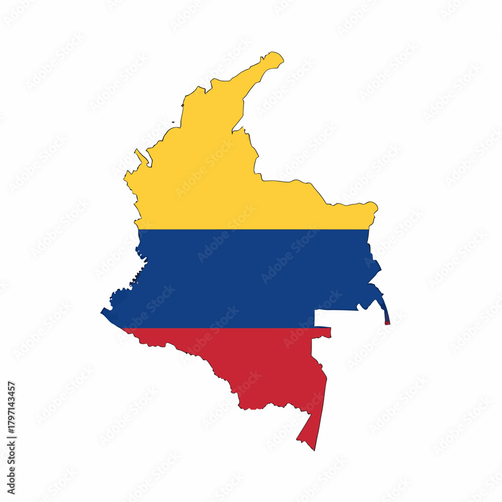 Fototapeta premium Colombia Map Flag Yellow Blue Red
