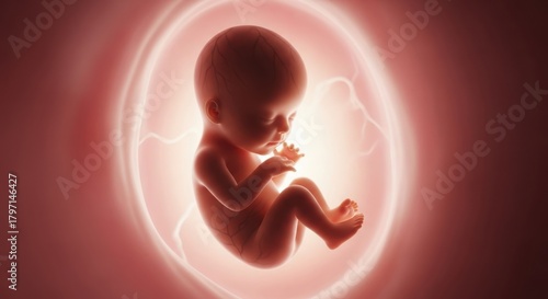 Human fetus developing in the womb