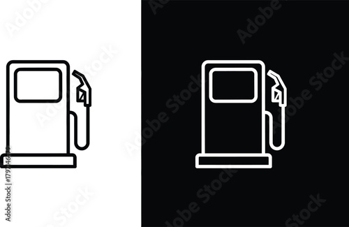 Dual tone fuel pump icon shows contrasting design in black and white background