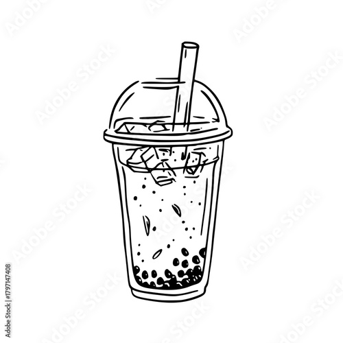 Wallpaper Mural Refreshing Cold Beverage with Tapioca Pearls Clear Cup Torontodigital.ca