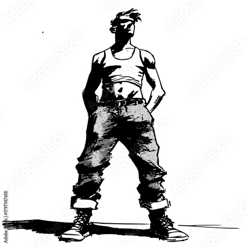 Confident Person with Edgy Style Casual Outfit