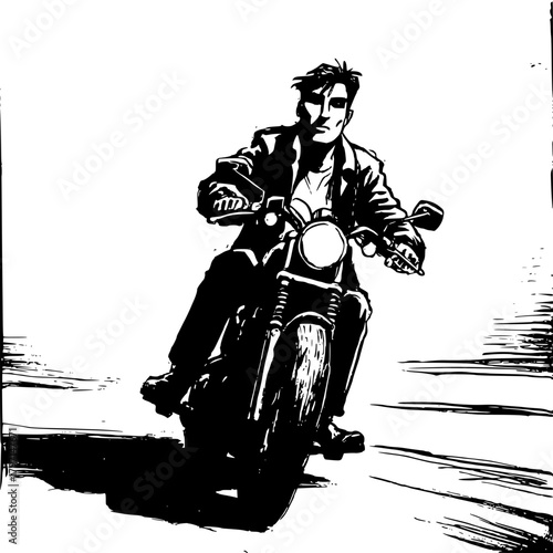 Front View Motorcycle Rider Motion Open Road