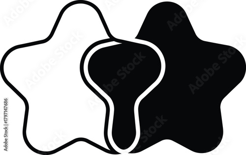 Abstract black and white fluid star shapes interact against a transparent background today