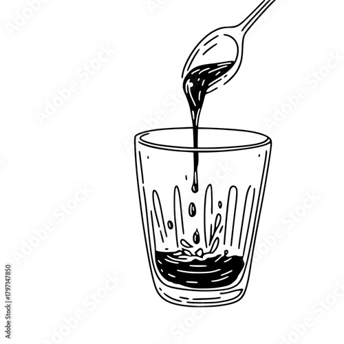 Minimalist Line Drawing Pouring Liquid Into Glass