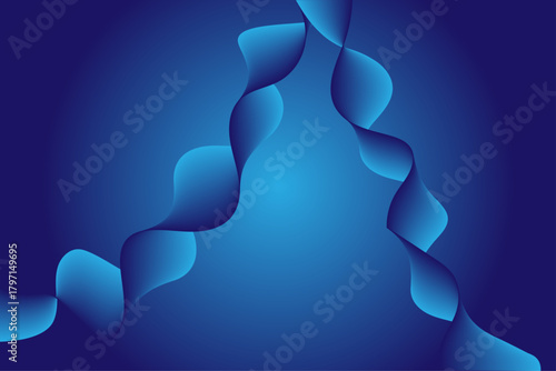 Azure ribbon vortex — vector gradient waves on deep blue