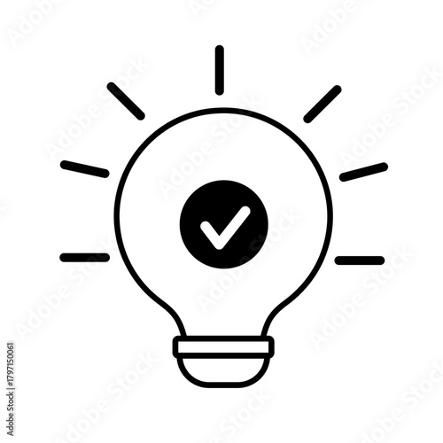 Scientific idea vector: light bulb with laboratory flask icon, symbolizing innovation, chemical solution, breakthrough research, and discovery