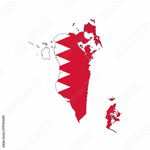 Bahrain Map Flag Red White Triangles