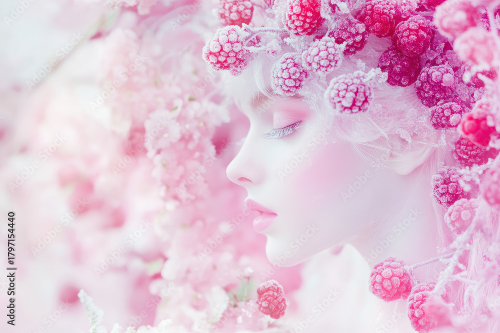 Naklejka premium Ethereal Icy Beauty Amidst Frozen Berries