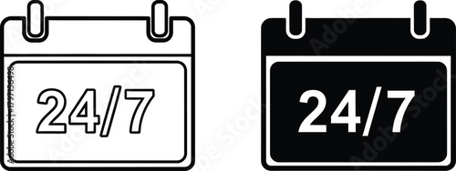 Two calendar icon show twenty four seven service available all the time