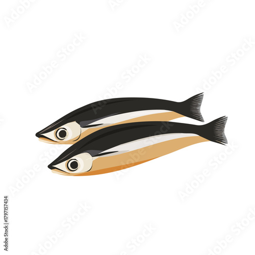 Icon clipart, Minimalistic 2D flat icon featuring a anchovy paste fish isolated on a white background, an element in vector and EPS format. clean vector design, simple illustration style