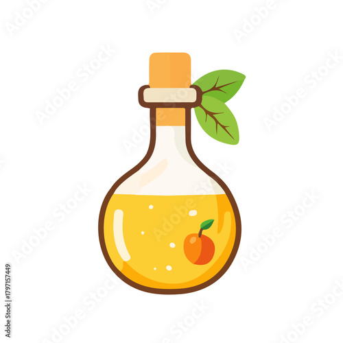 Icon clipart, Minimalistic 2D flat icon featuring a apple cider vinegar isolated on a white background, an element in vector and EPS format. clean vector design, simple illustration style
