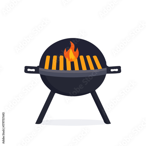 A clean, minimal flat vector of a barbecue grill, designed in a modern 2D style on a white background. Minimalistic 2D flat icon, EPS format