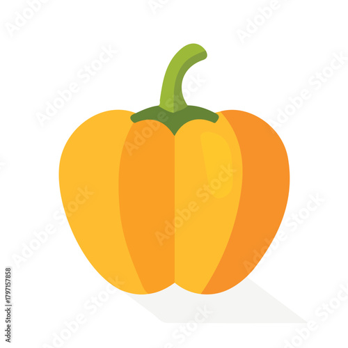 A clean, minimal flat vector of bell pepper, designed in a modern 2D style on a white background. Minimalistic 2D flat icon, EPS format