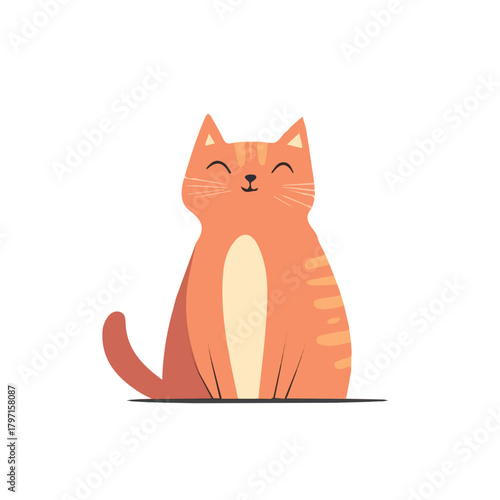 A clean, minimal flat vector of cute simple cat, designed in a modern 2D style on a white background. Minimalistic 2D flat icon, EPS format