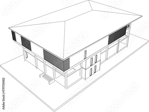 3D illustration of building project
