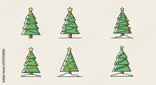 Festive Collection of Christmas Trees in Various Designs and Styles for Holiday Celebrations