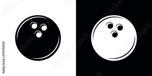 Bowling Ball Icon Black Ball with White Holes and White Ball with Black Holes