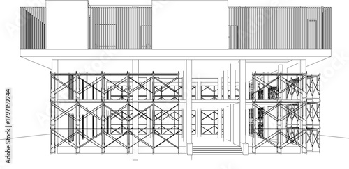 3D illustration of building and construction