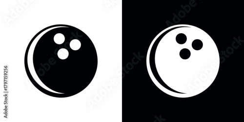 Bowling Ball Isolated in Black and White, Monochrome Sphere with Finger Holes