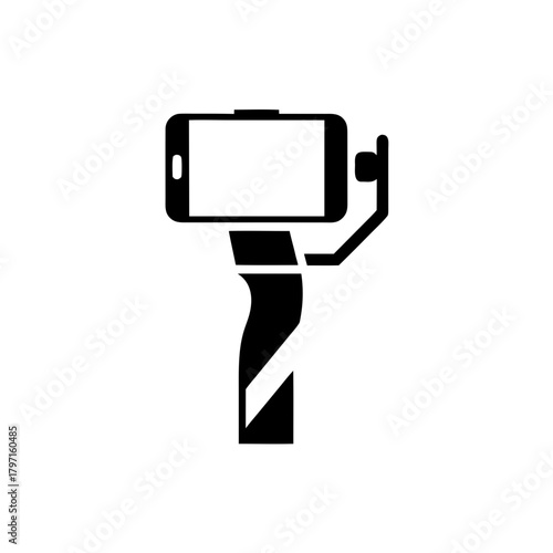 Illustration of a phone on a gimbal on transparent background silhouette