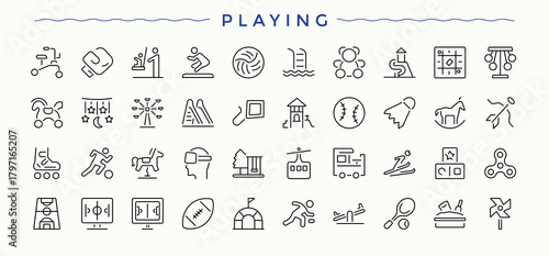 Playing Card line icon set. Poker outline icons in linear style. Thin icons set. Playing icon collection. Vector illustration. Pixel perfect.