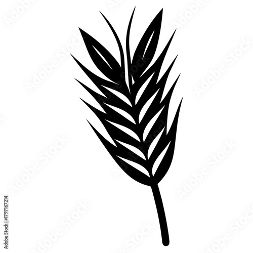 Black wheat ear vector illustration on transparent background silhouette