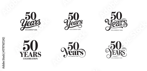 50 Years Celebration Calligraphy Typography Logo Design