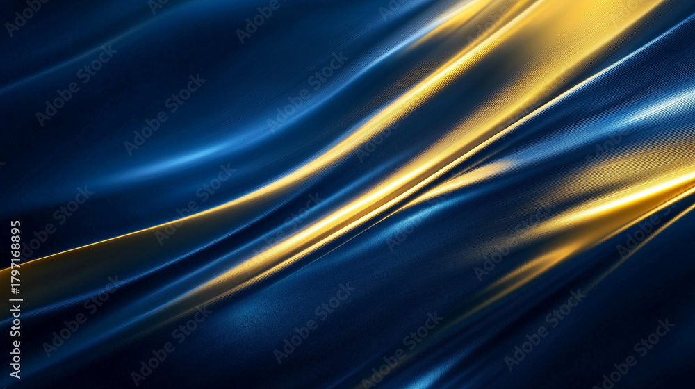 Fototapeta premium luxury blue and gold abstract flowing wave background for elegant design