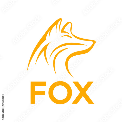 Stylized Orange Fox Head Logo Design. Modern Minimalist Graphic Icon Symbol for Wildlife, Nature, or Creative Branding Concept.
